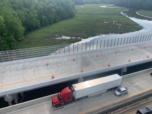 Transparent Ready-Fit Panels on Queen's Creek bridge in York County, VA.
